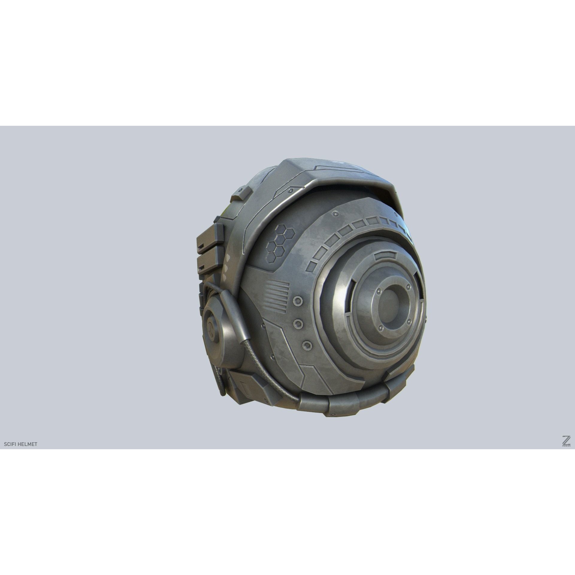 Scifi Helmet - Low-Poly Game-Ready 3D Model - View 9