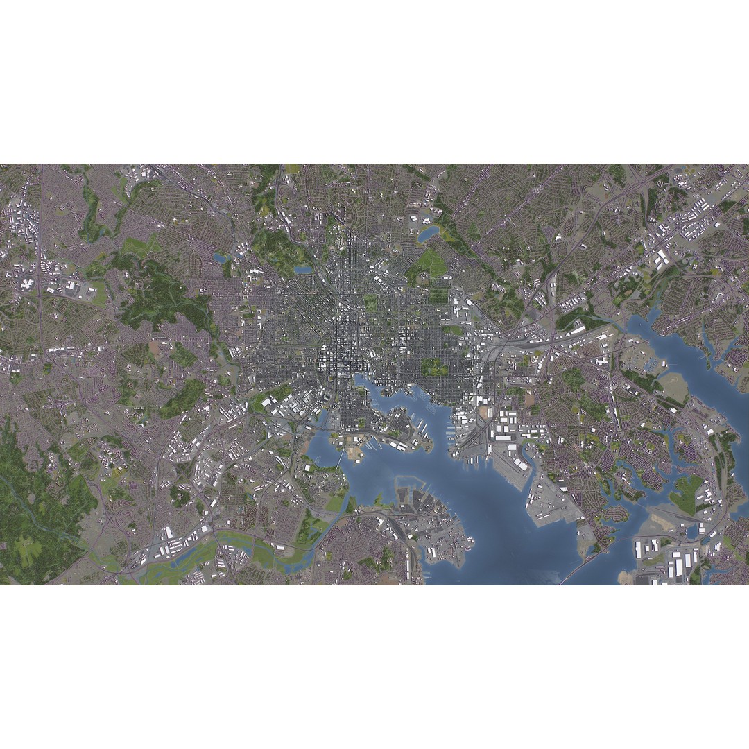 Baltimore 3D Model – Low Poly Cityscape Asset, FBX, OBJ, Blender