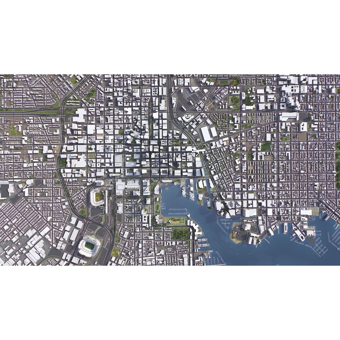 Baltimore 3D Model – Low Poly Cityscape Asset, FBX, OBJ, Blender - View 10