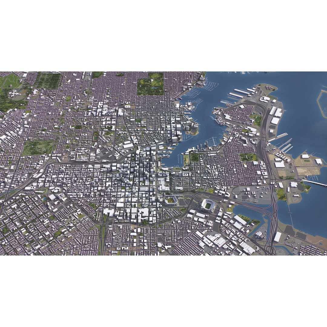 Baltimore 3D Model – Low Poly Cityscape Asset, FBX, OBJ, Blender - View 12