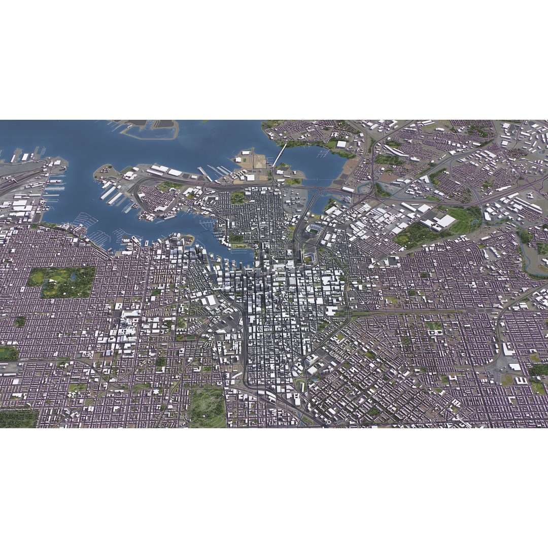 Baltimore 3D Model – Low Poly Cityscape Asset, FBX, OBJ, Blender - View 14