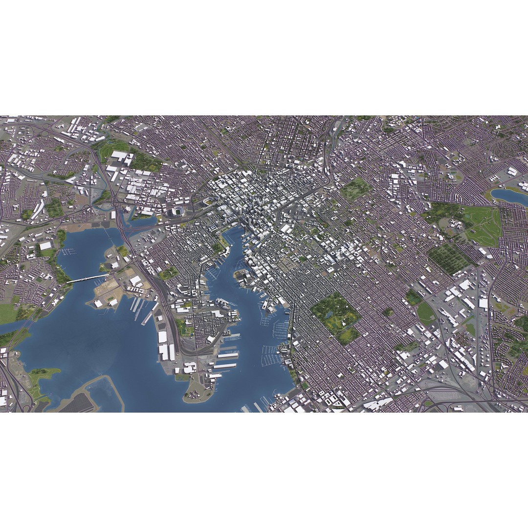 Baltimore 3D Model – Low Poly Cityscape Asset, FBX, OBJ, Blender - View 16