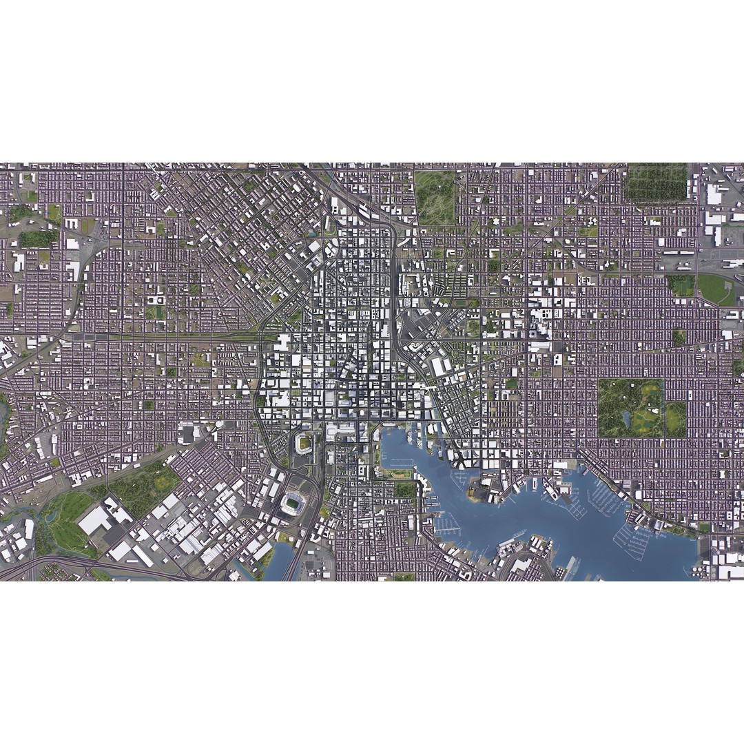 Baltimore 3D Model – Low Poly Cityscape Asset, FBX, OBJ, Blender - View 18