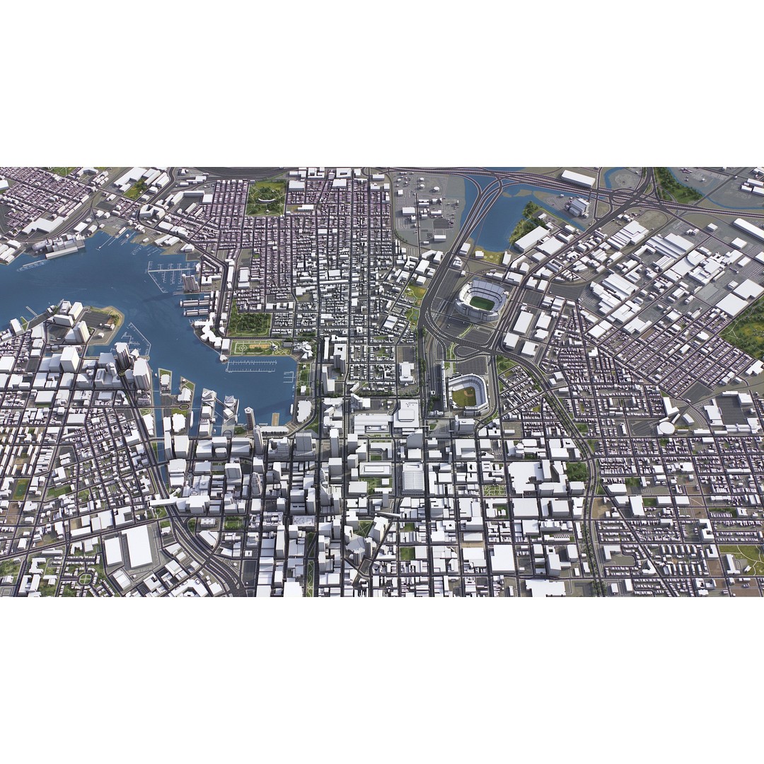 Baltimore 3D Model – Low Poly Cityscape Asset, FBX, OBJ, Blender - View 6