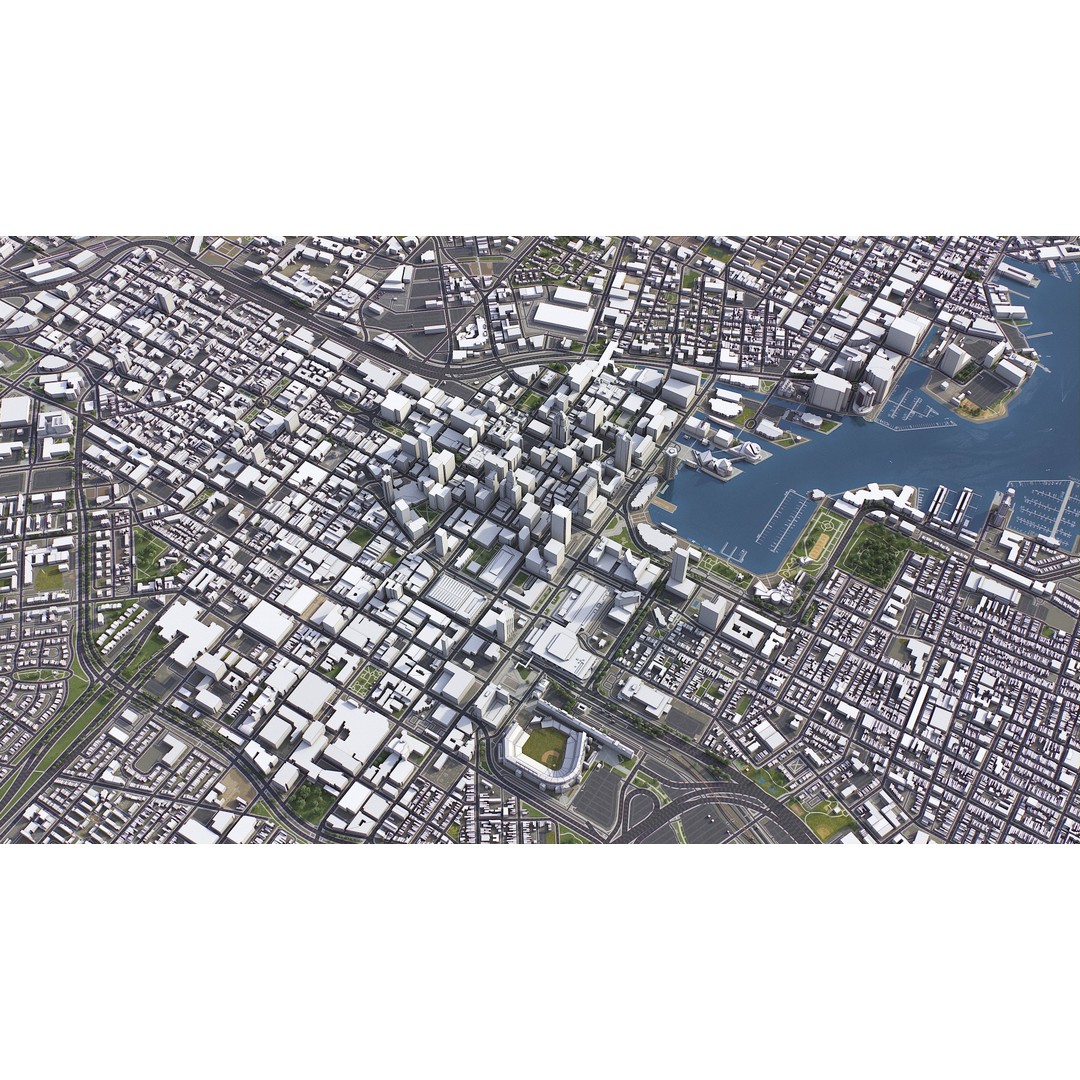 Baltimore 3D Model – Low Poly Cityscape Asset, FBX, OBJ, Blender - View 9