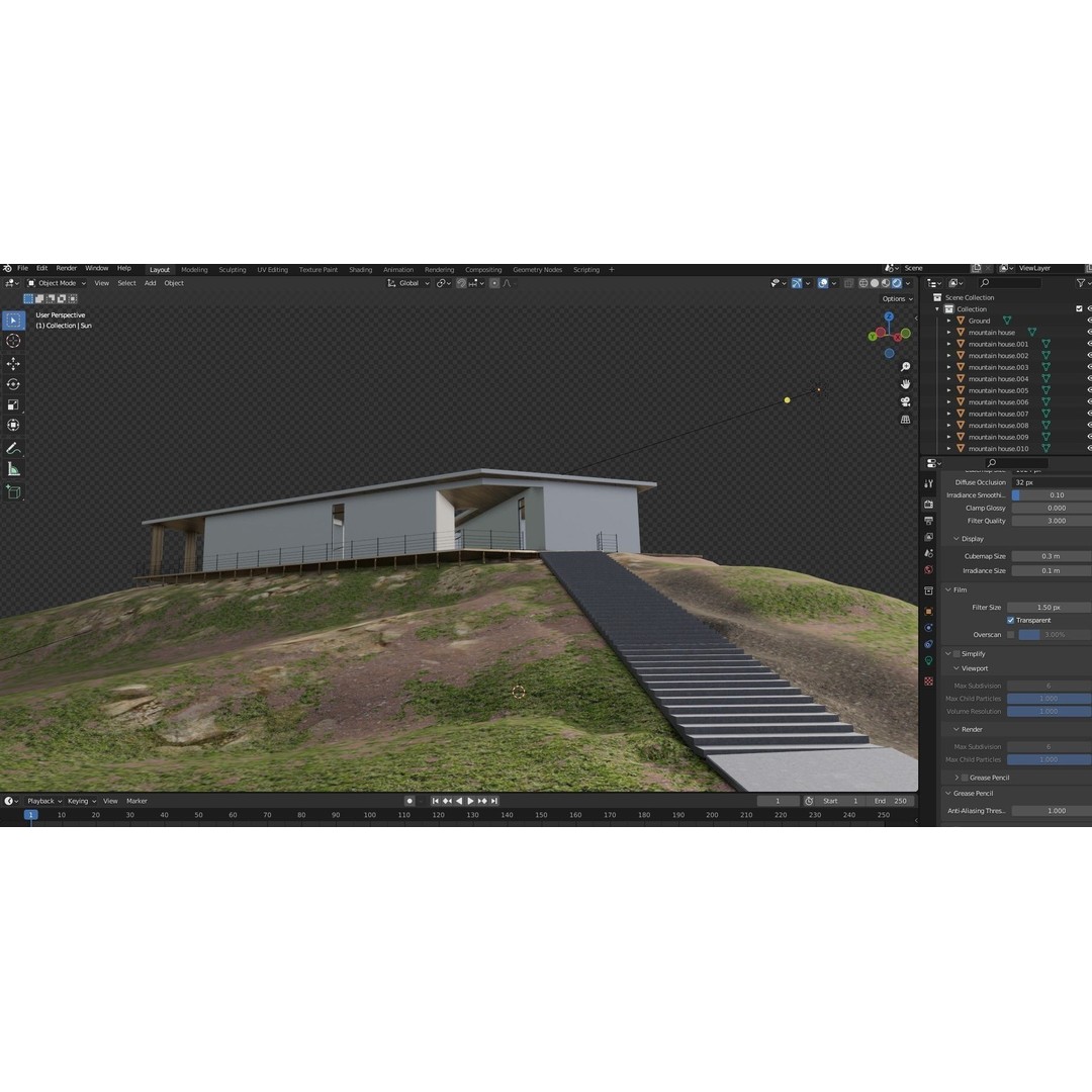 Mountain Villa House 3D Model – Low Poly Exterior Asset, FBX & Blender - View 19