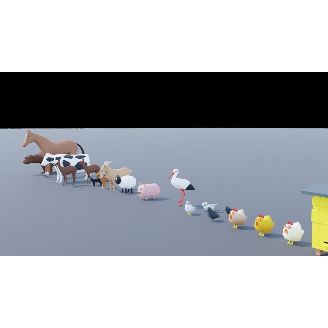 Village Asset Pack 3D Model – Low Poly Environment with Animals and Buildings - View 15