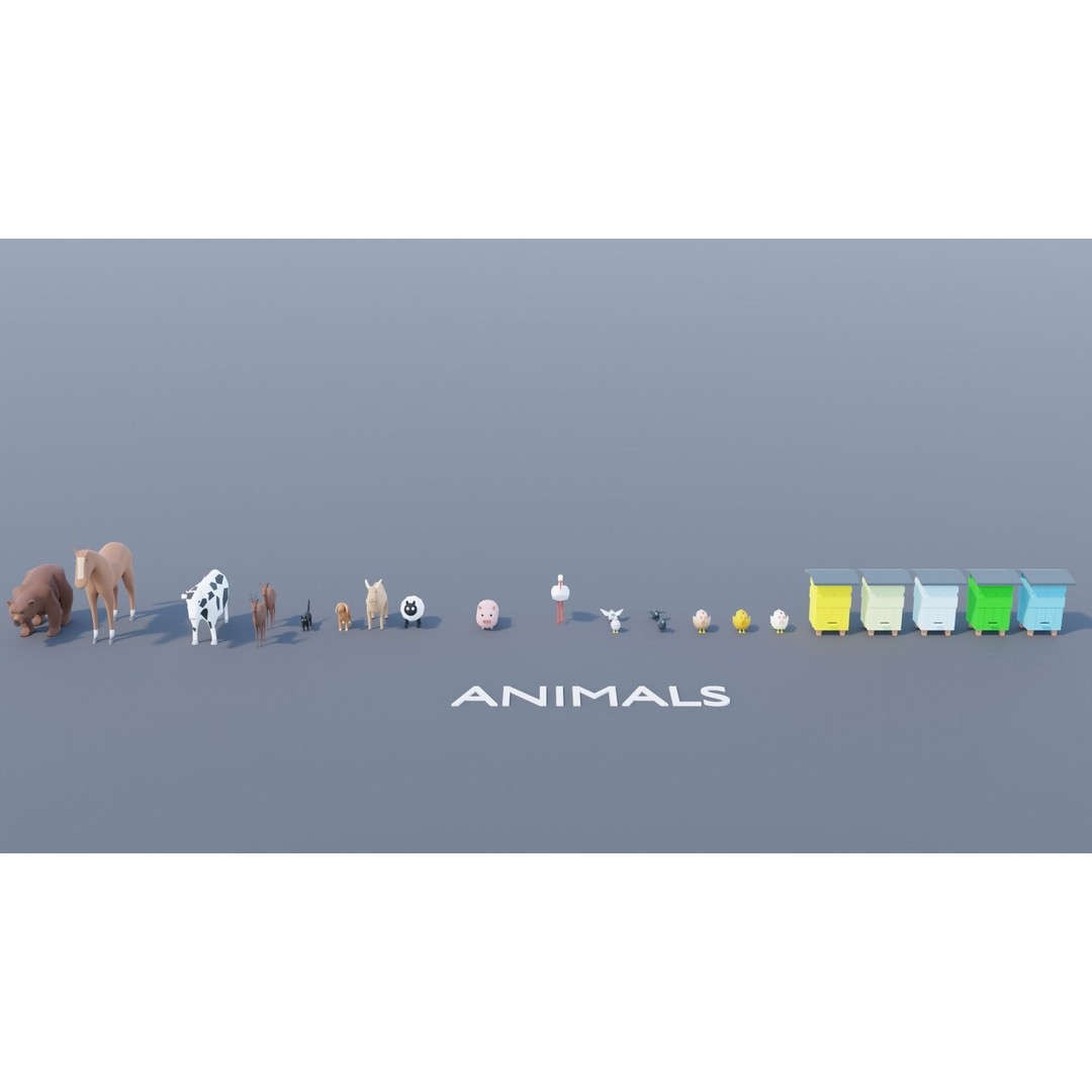 Village Asset Pack 3D Model – Low Poly Environment with Animals and Buildings - View 16