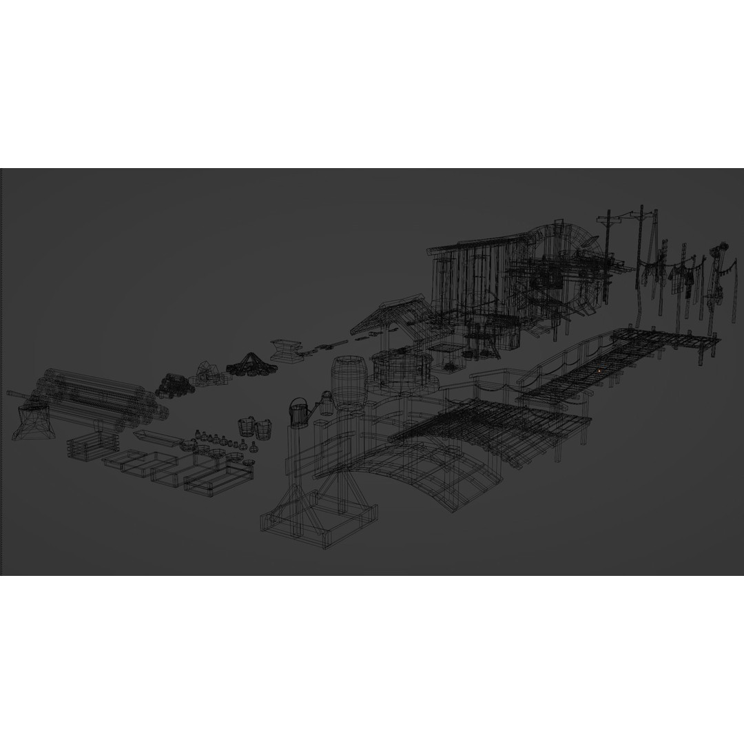 Village Asset Pack 3D Model – Low Poly Environment with Animals and Buildings - View 35