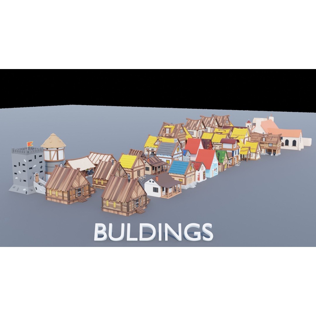 Village Asset Pack 3D Model – Low Poly Environment with Animals and Buildings - View 61