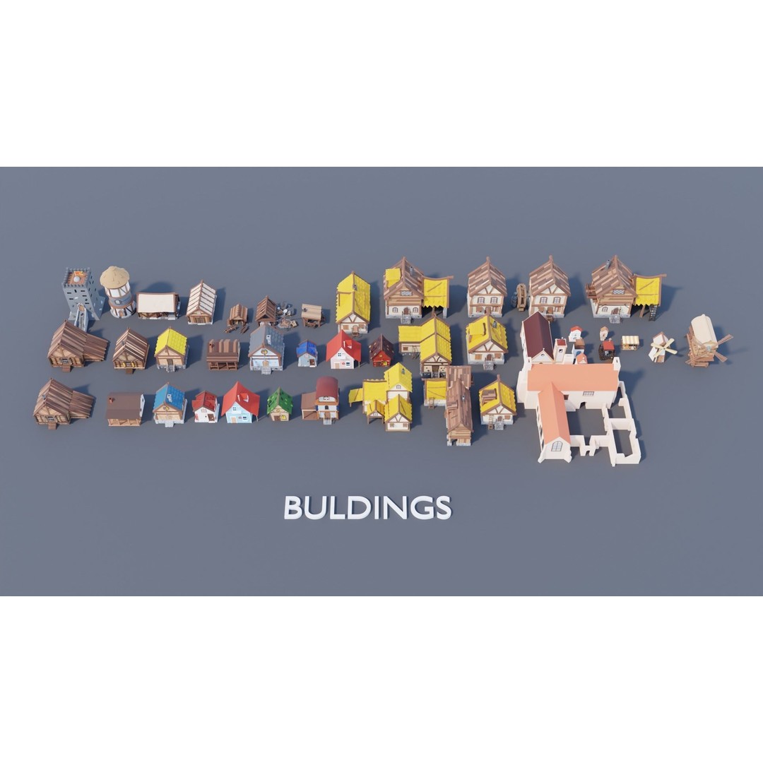 Village Asset Pack 3D Model – Low Poly Environment with Animals and Buildings - View 62