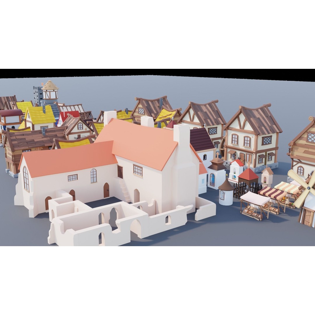 Village Asset Pack 3D Model – Low Poly Environment with Animals and Buildings - View 66
