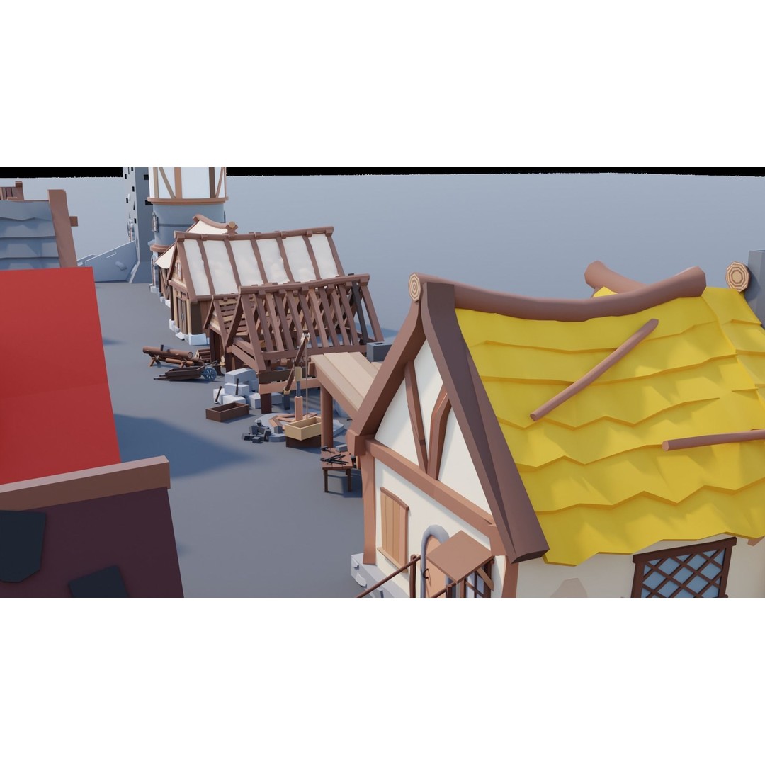Village Asset Pack 3D Model – Low Poly Environment with Animals and Buildings - View 67