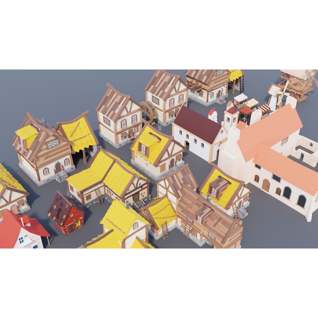 Village Asset Pack 3D Model – Low Poly Environment with Animals and Buildings - View 69
