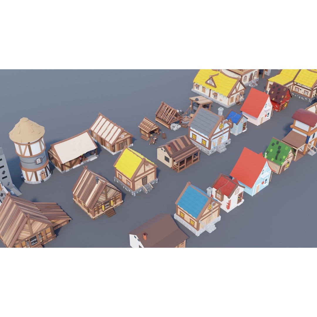 Village Asset Pack 3D Model – Low Poly Environment with Animals and Buildings - View 70