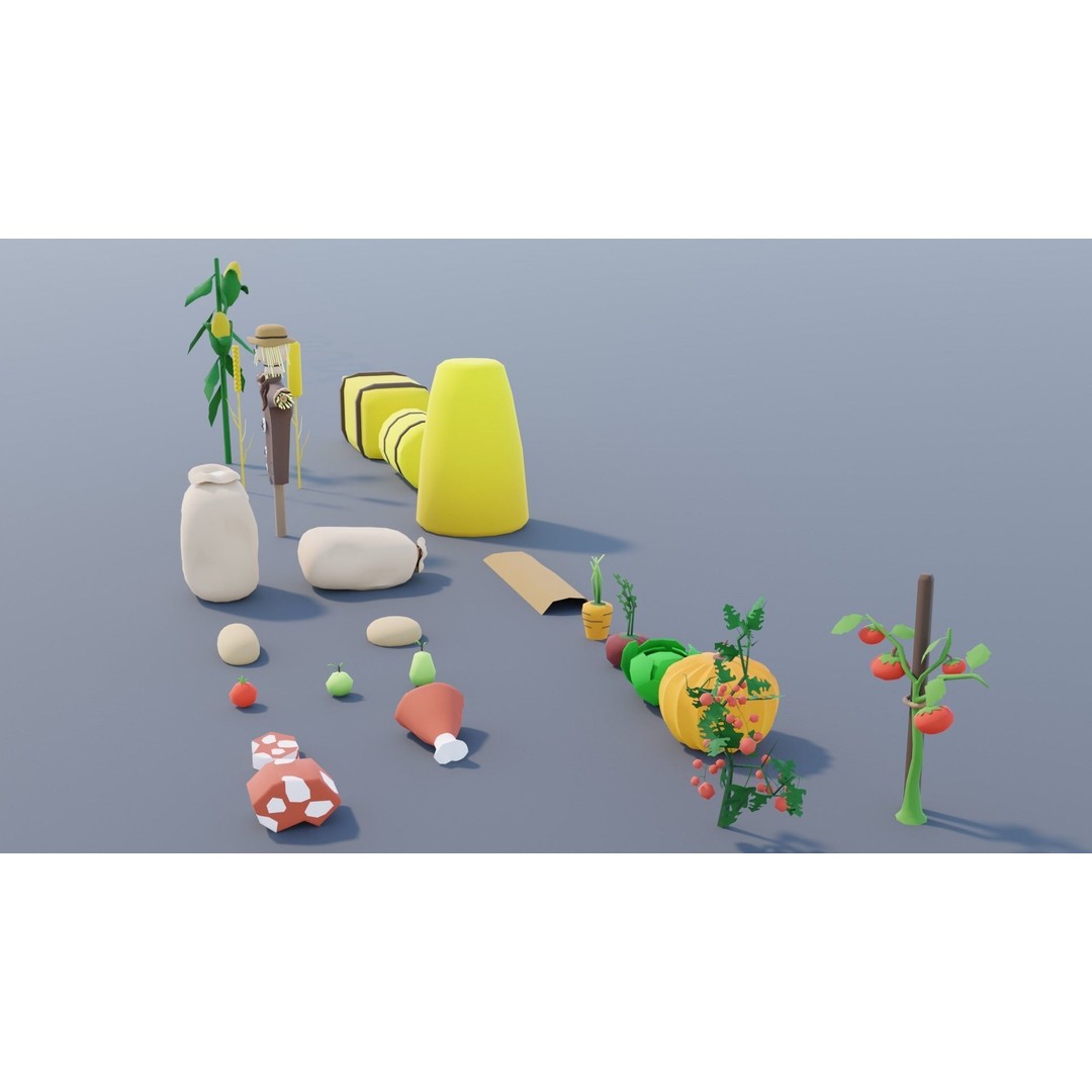 Village Asset Pack 3D Model – Low Poly Environment with Animals and Buildings - View 77