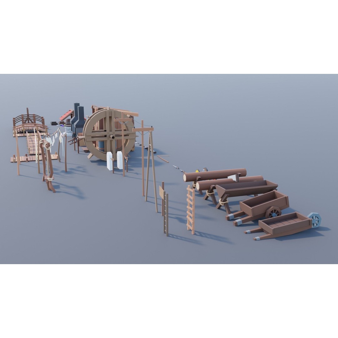 Village Asset Pack 3D Model – Low Poly Environment with Animals and Buildings - View 80