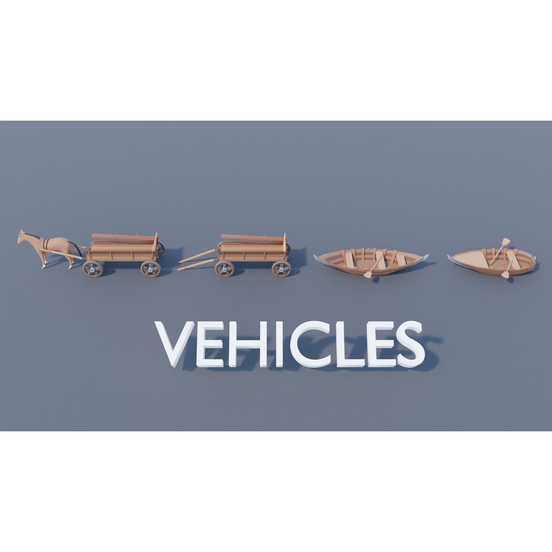 Village Asset Pack 3D Model – Low Poly Environment with Animals and Buildings - View 92