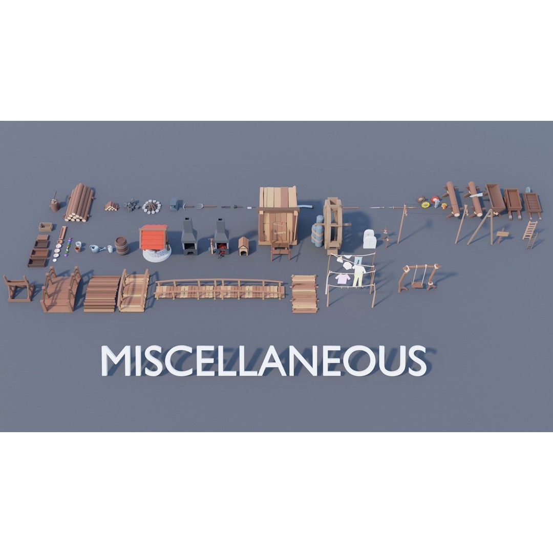 Village Asset Pack 3D Model – Low Poly Environment with Animals and Buildings - View 93