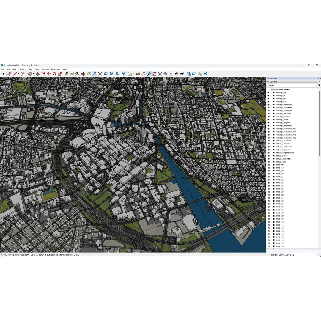 Providence Cityscape 3D Model – Low Poly Urban Environment, FBX, PBR