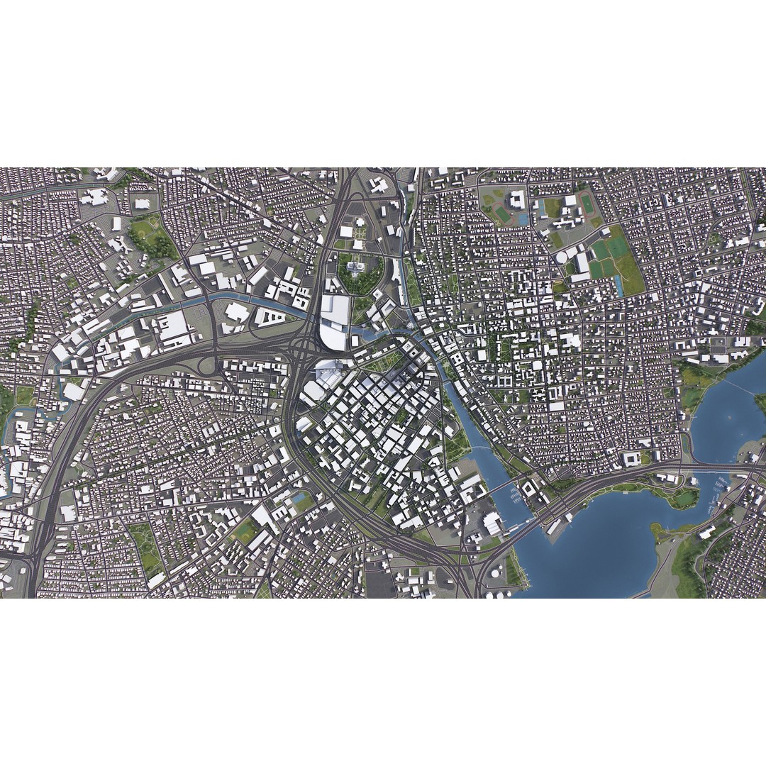 Providence Cityscape 3D Model – Low Poly Urban Environment, FBX, PBR - View 11