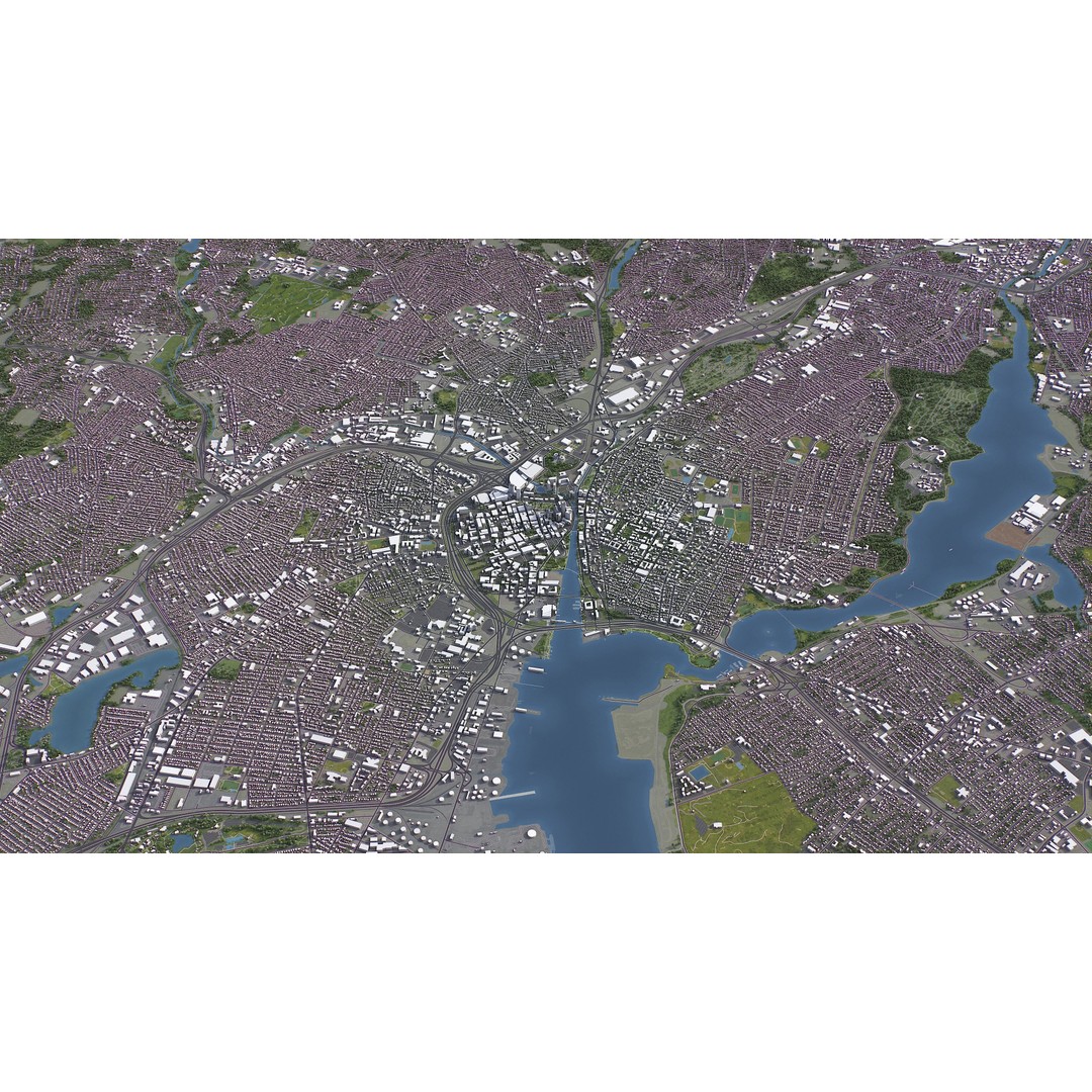 Providence Cityscape 3D Model – Low Poly Urban Environment, FBX, PBR - View 17