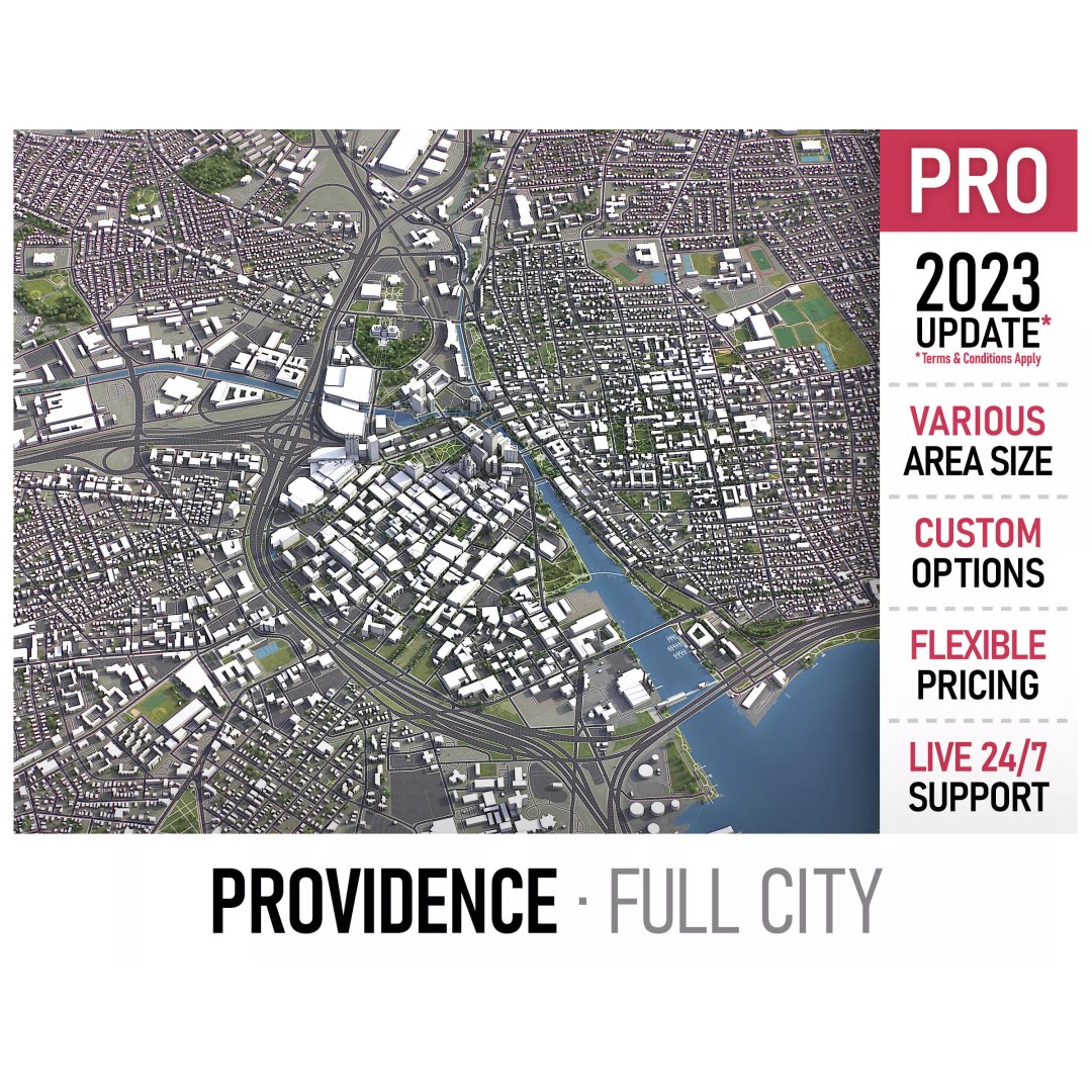 Providence Cityscape 3D Model – Low Poly Urban Environment, FBX, PBR - View 2