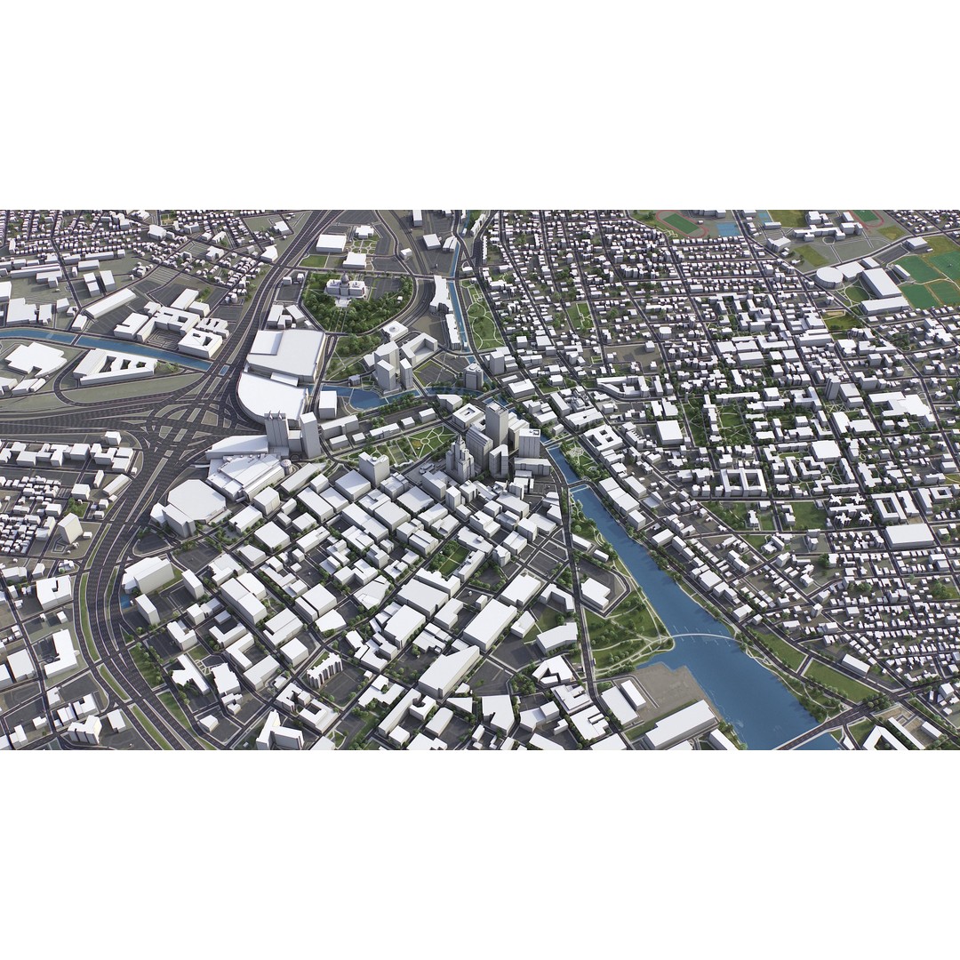 Providence Cityscape 3D Model – Low Poly Urban Environment, FBX, PBR - View 4