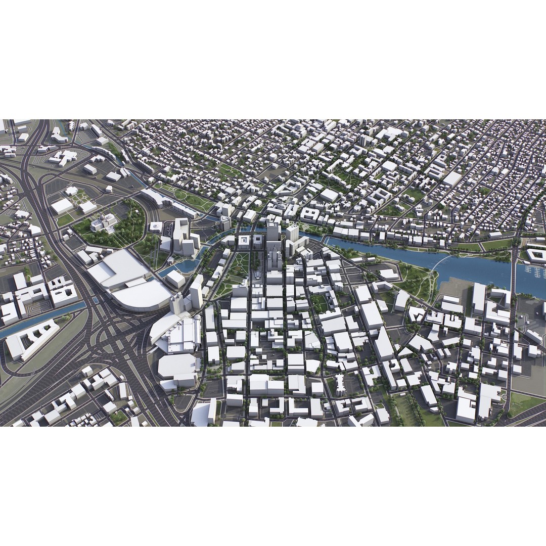 Providence Cityscape 3D Model – Low Poly Urban Environment, FBX, PBR - View 5