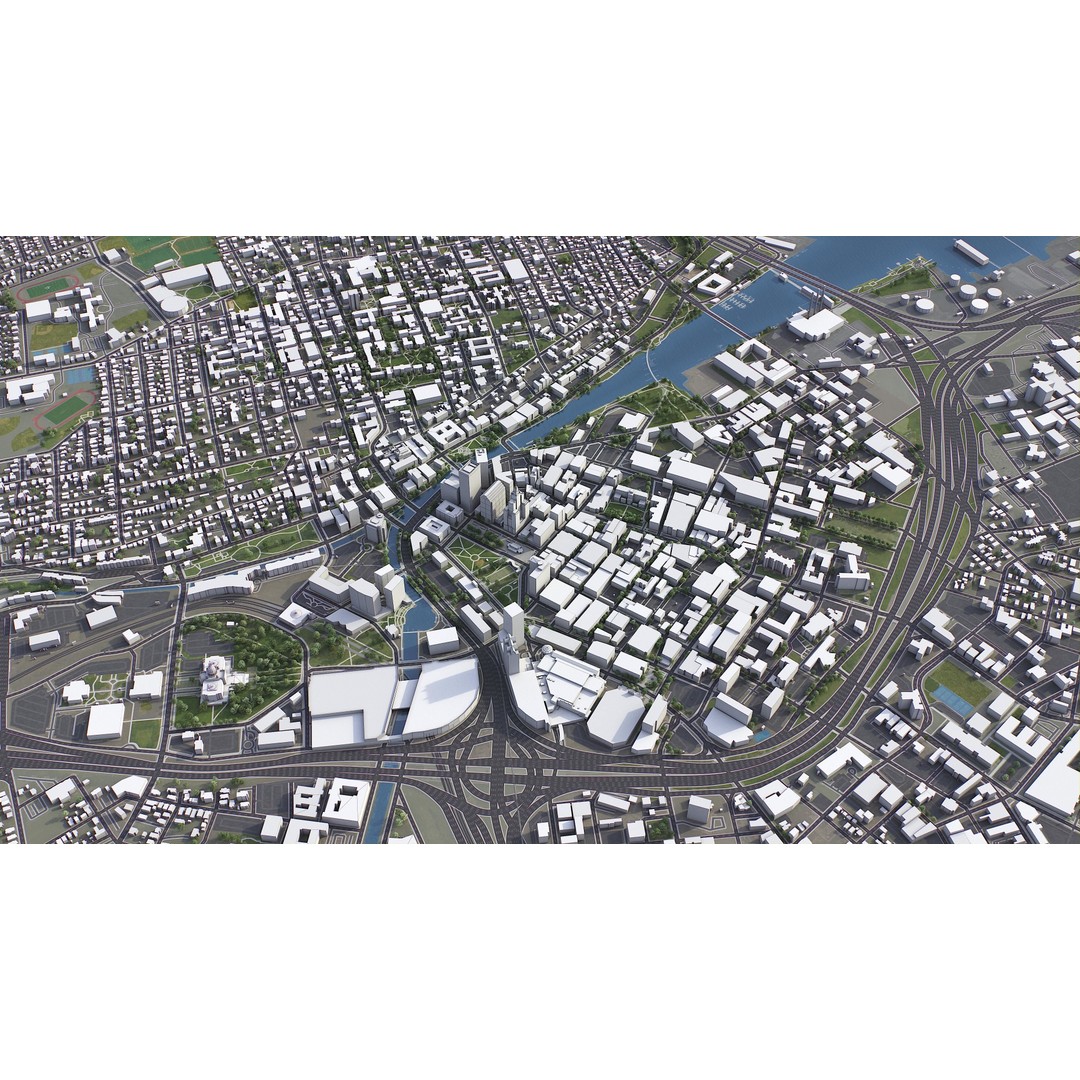 Providence Cityscape 3D Model – Low Poly Urban Environment, FBX, PBR - View 6