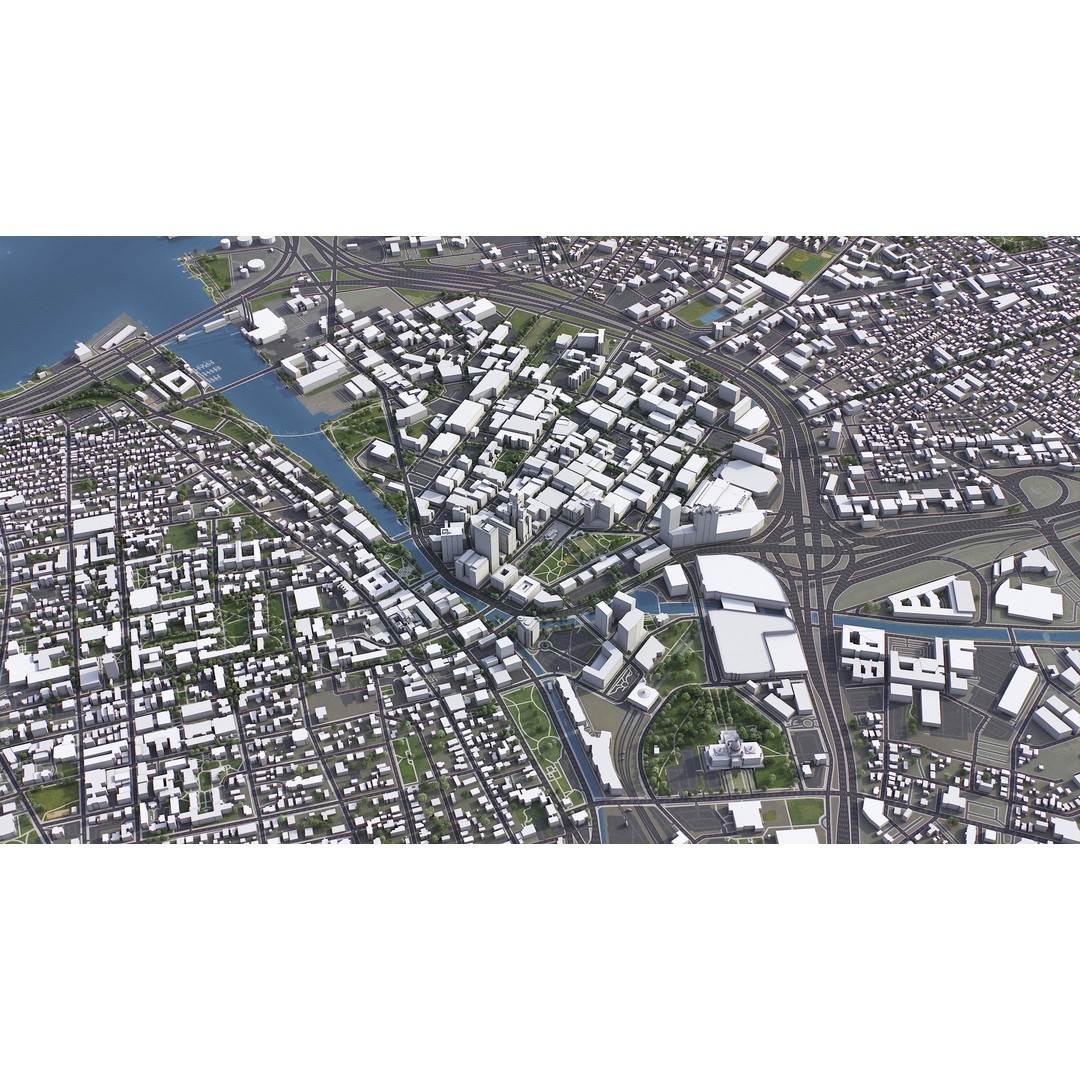 Providence Cityscape 3D Model – Low Poly Urban Environment, FBX, PBR - View 7