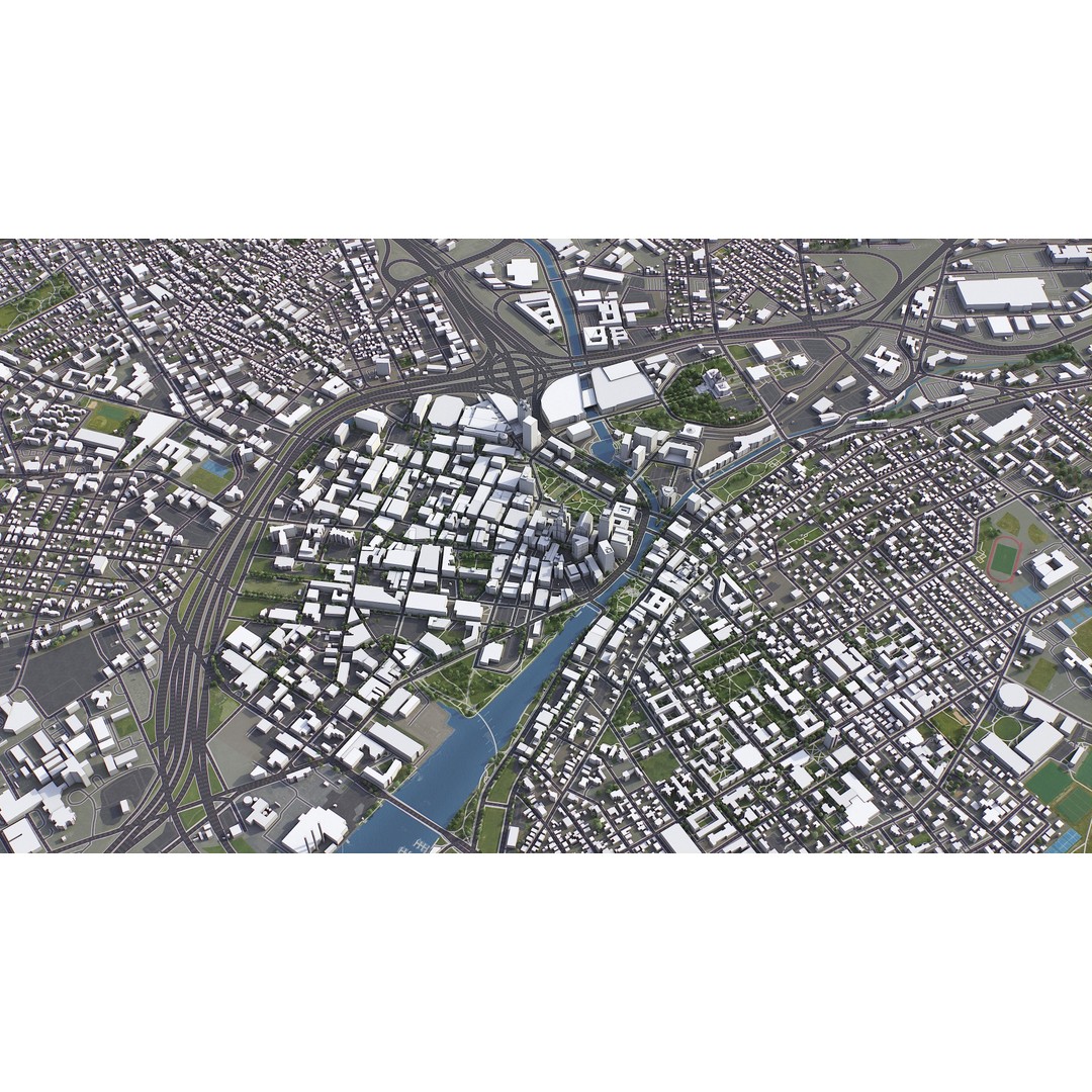 Providence Cityscape 3D Model – Low Poly Urban Environment, FBX, PBR - View 9