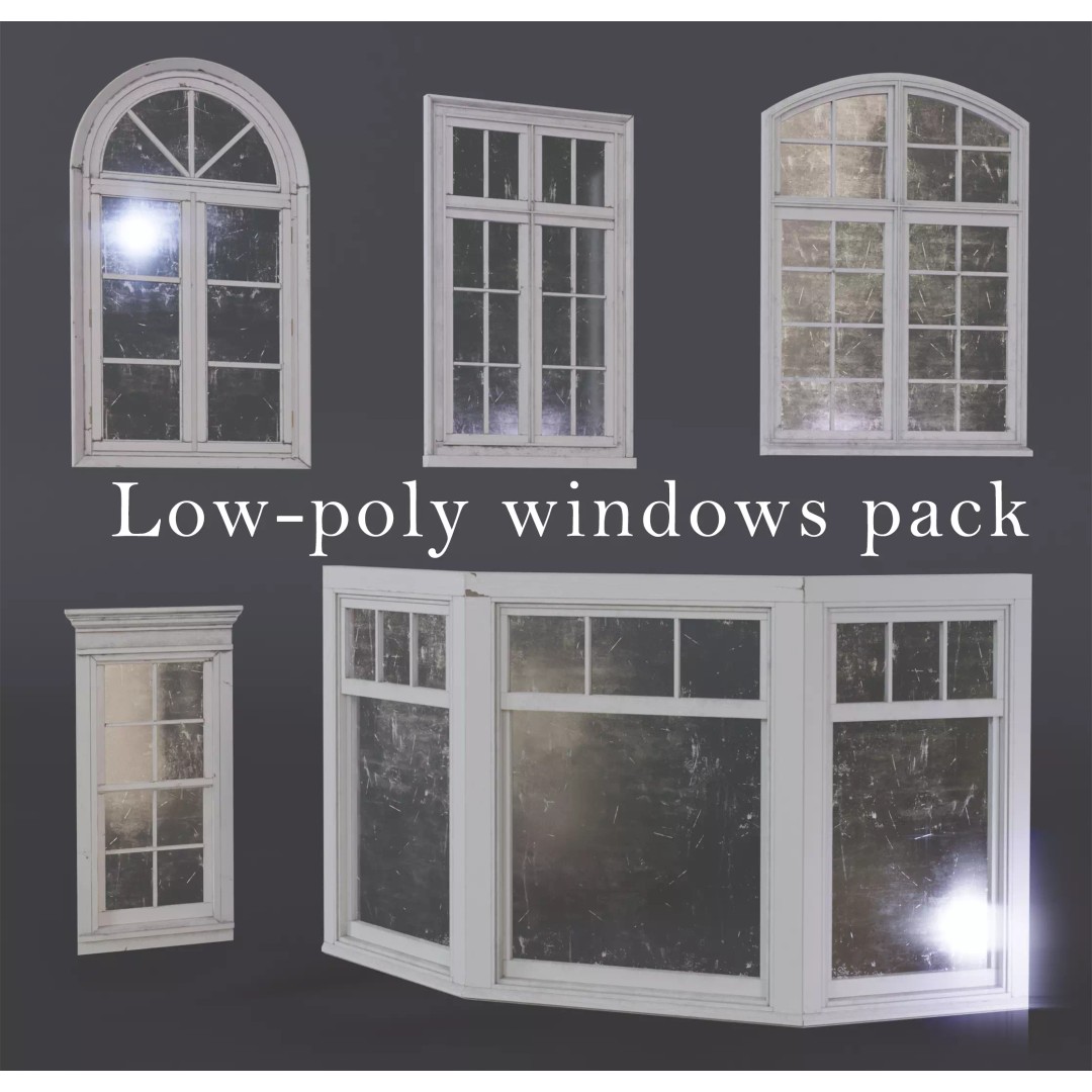 Old Windows 3D Model – Low Poly Architectural Asset, FBX - View 2