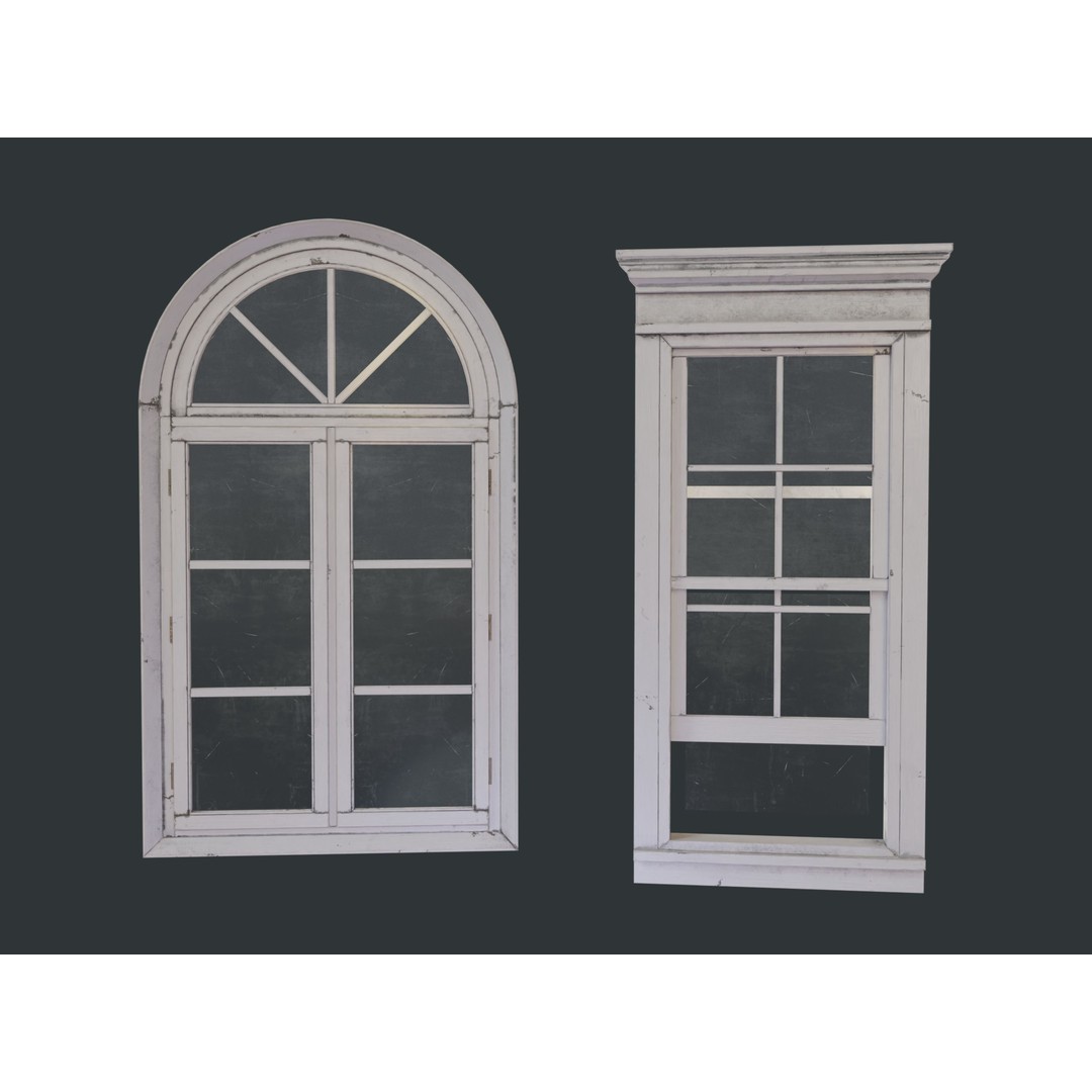 Old Windows 3D Model – Low Poly Architectural Asset, FBX - View 4