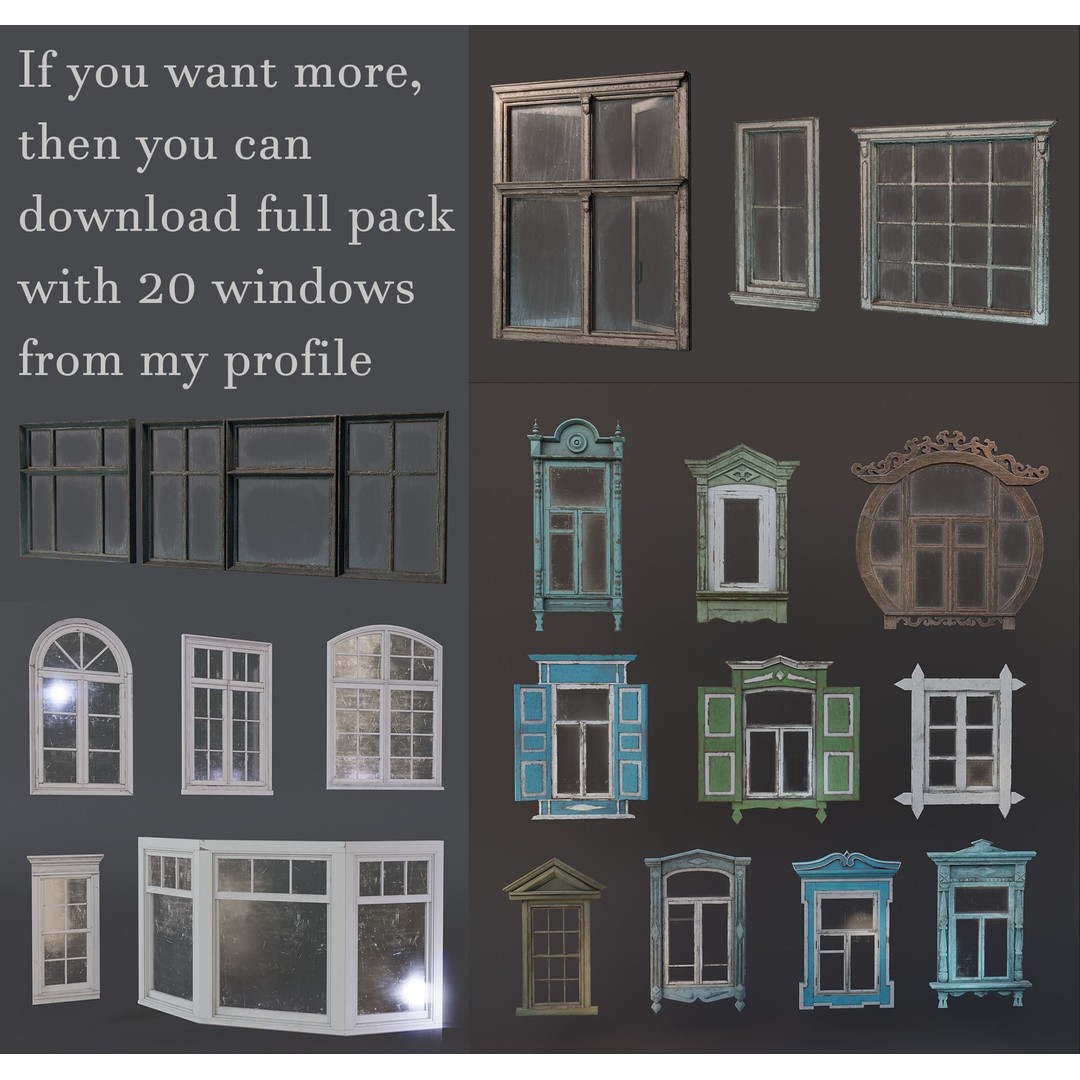 Old Windows 3D Model – Low Poly Architectural Asset, FBX - View 5