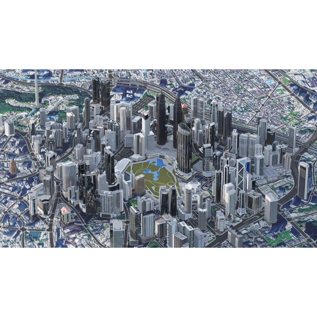 Kuala Lumpur City Centre 3D Model – High Poly Skyscraper, FBX, Game Ready - View 2