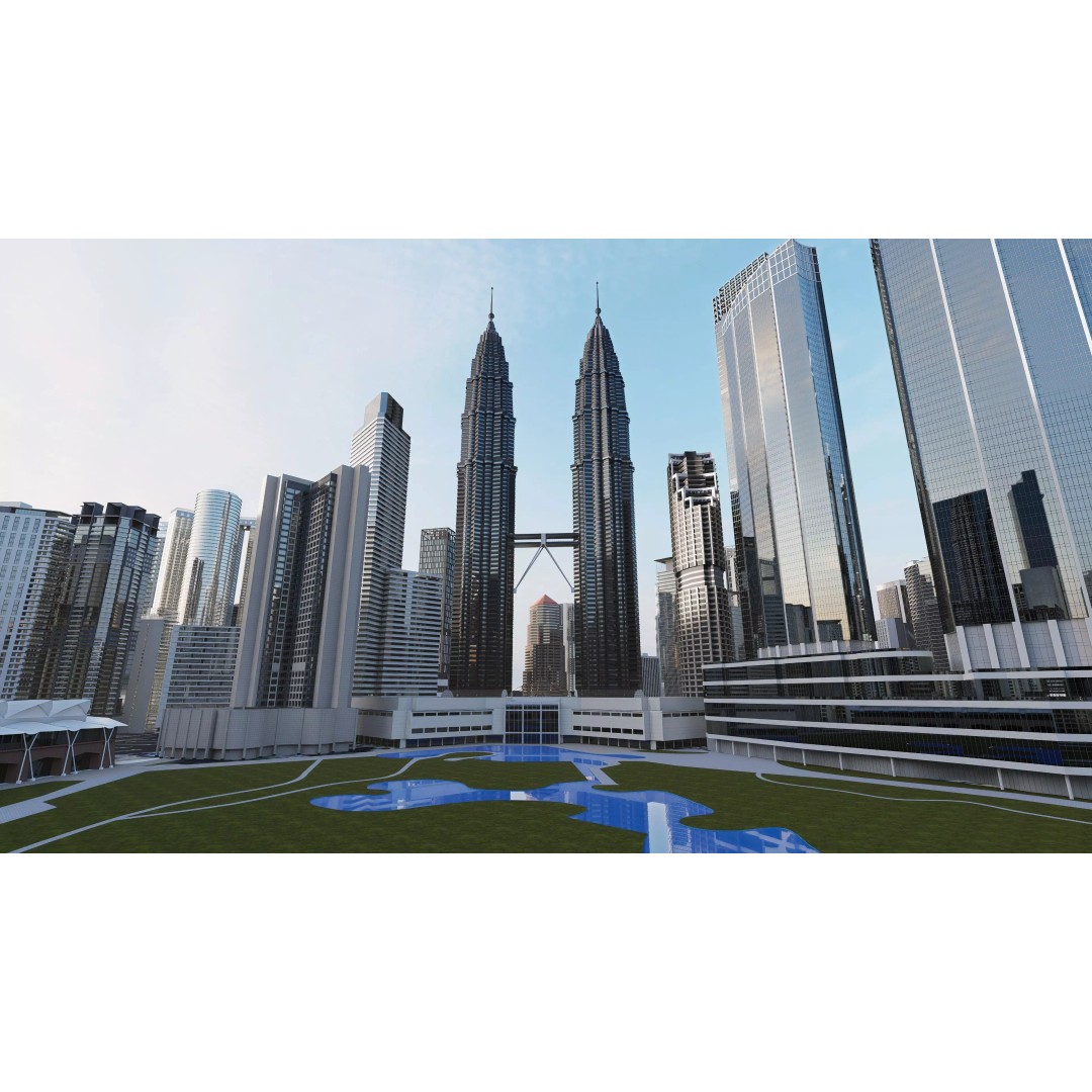 Kuala Lumpur City Centre 3D Model – High Poly Skyscraper, FBX, Game Ready - View 23