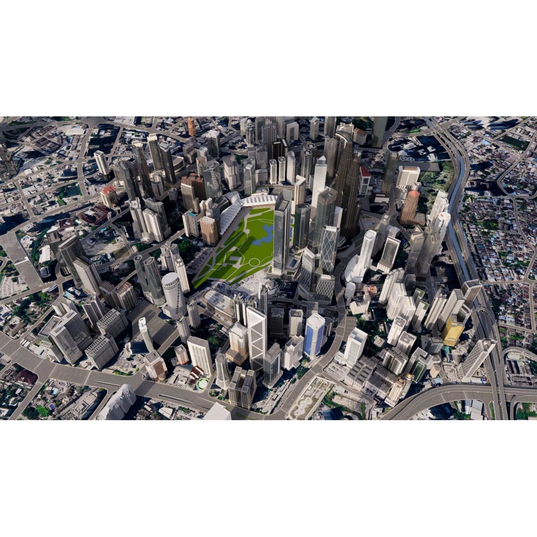 Kuala Lumpur City Centre 3D Model – High Poly Skyscraper, FBX, Game Ready - View 3