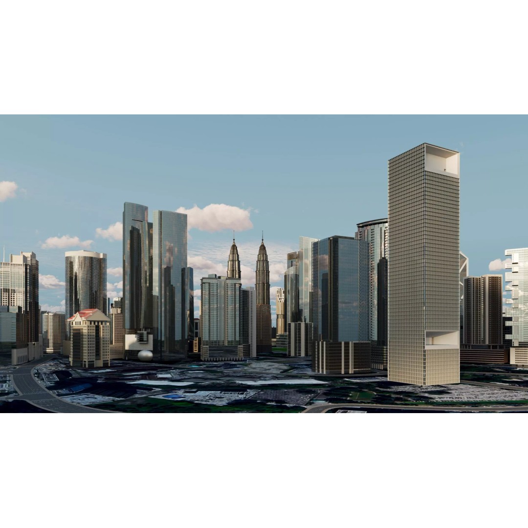 Kuala Lumpur City Centre 3D Model – High Poly Skyscraper, FBX, Game Ready - View 7