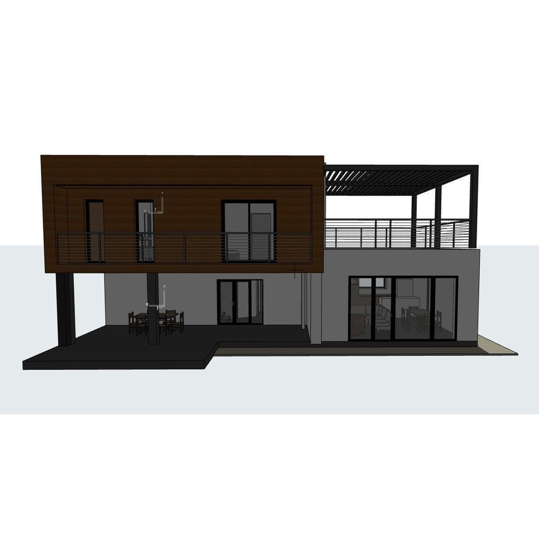 Modern House 3D Model – Two-Story Residential Design, FBX - View 3