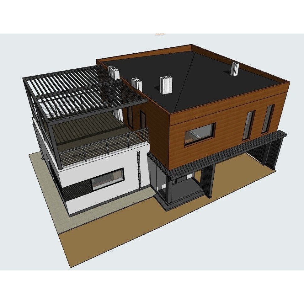 Modern House 3D Model – Two-Story Residential Design, FBX - View 4