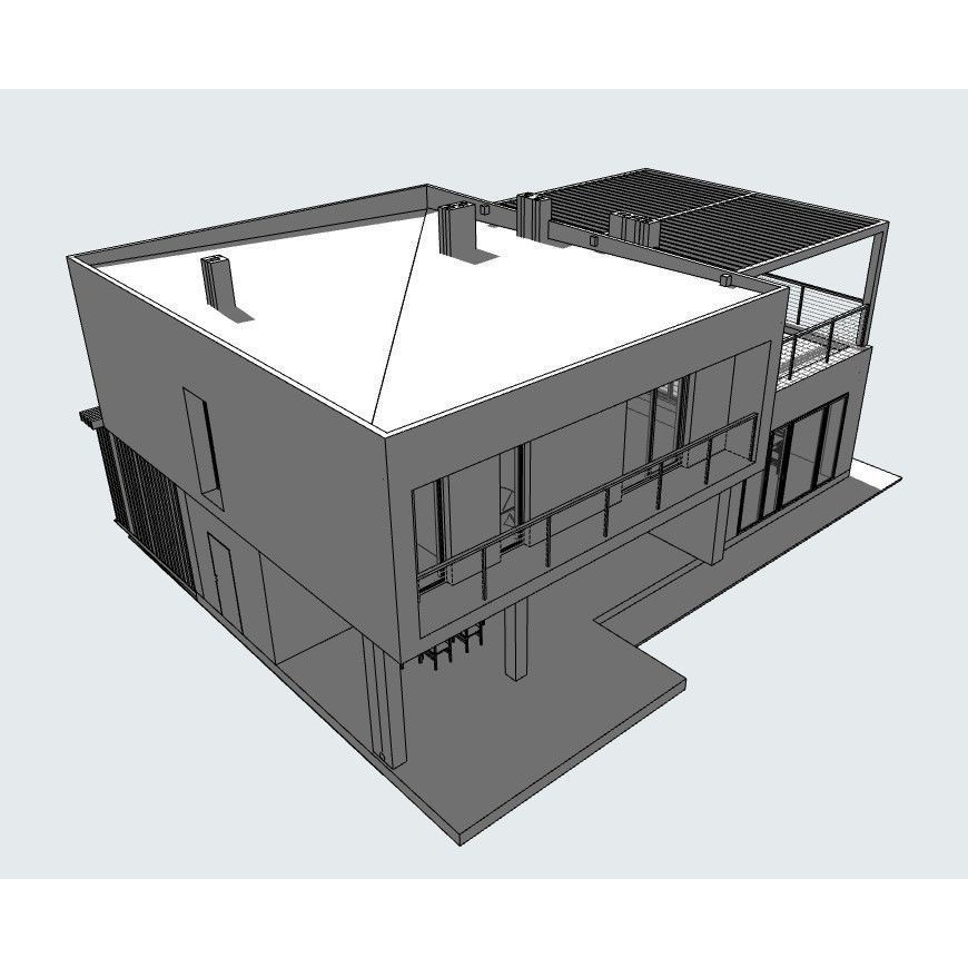 Modern House 3D Model – Two-Story Residential Design, FBX - View 8