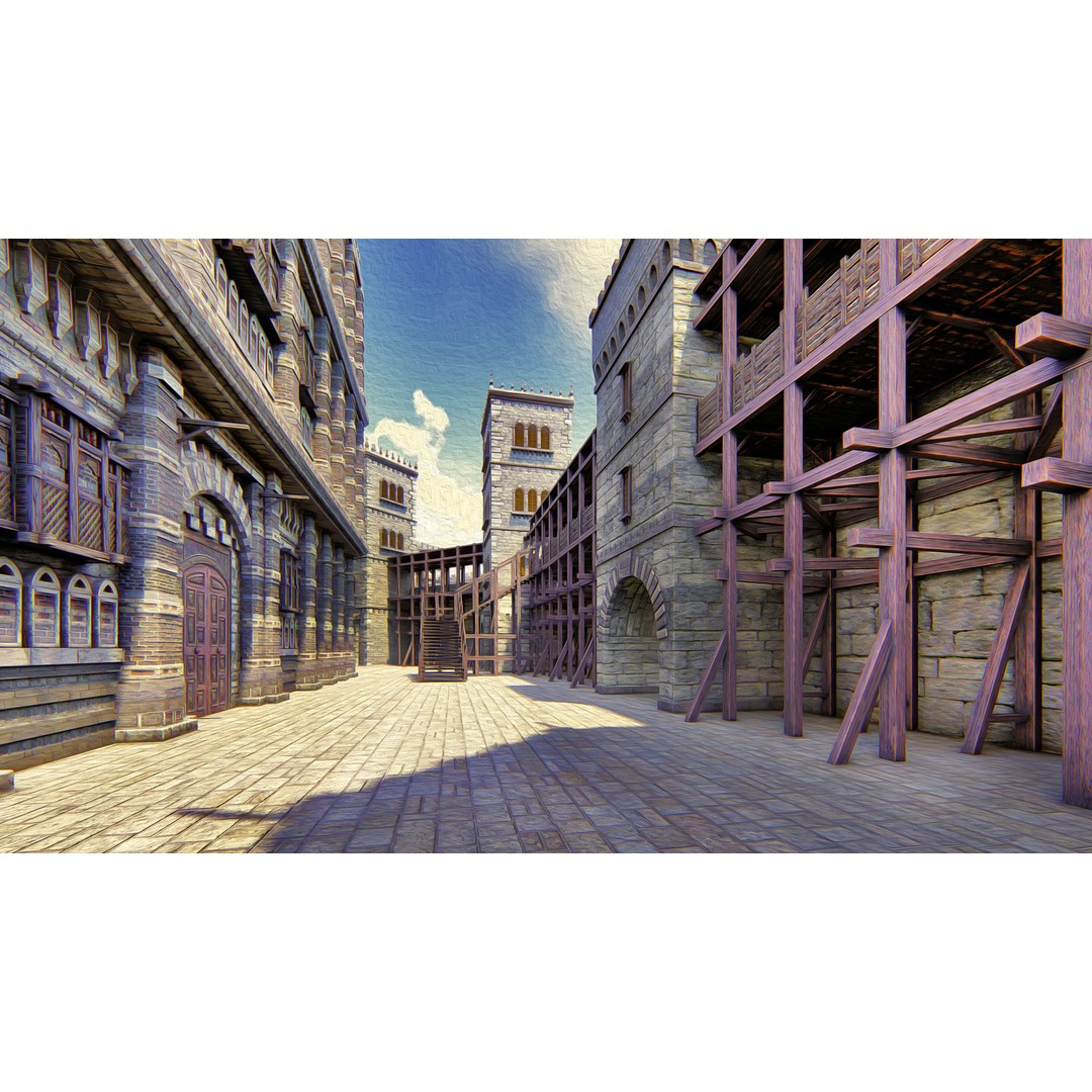 Medieval City 3D Model – High Poly Cityscape for Archviz, SketchUp - View 10