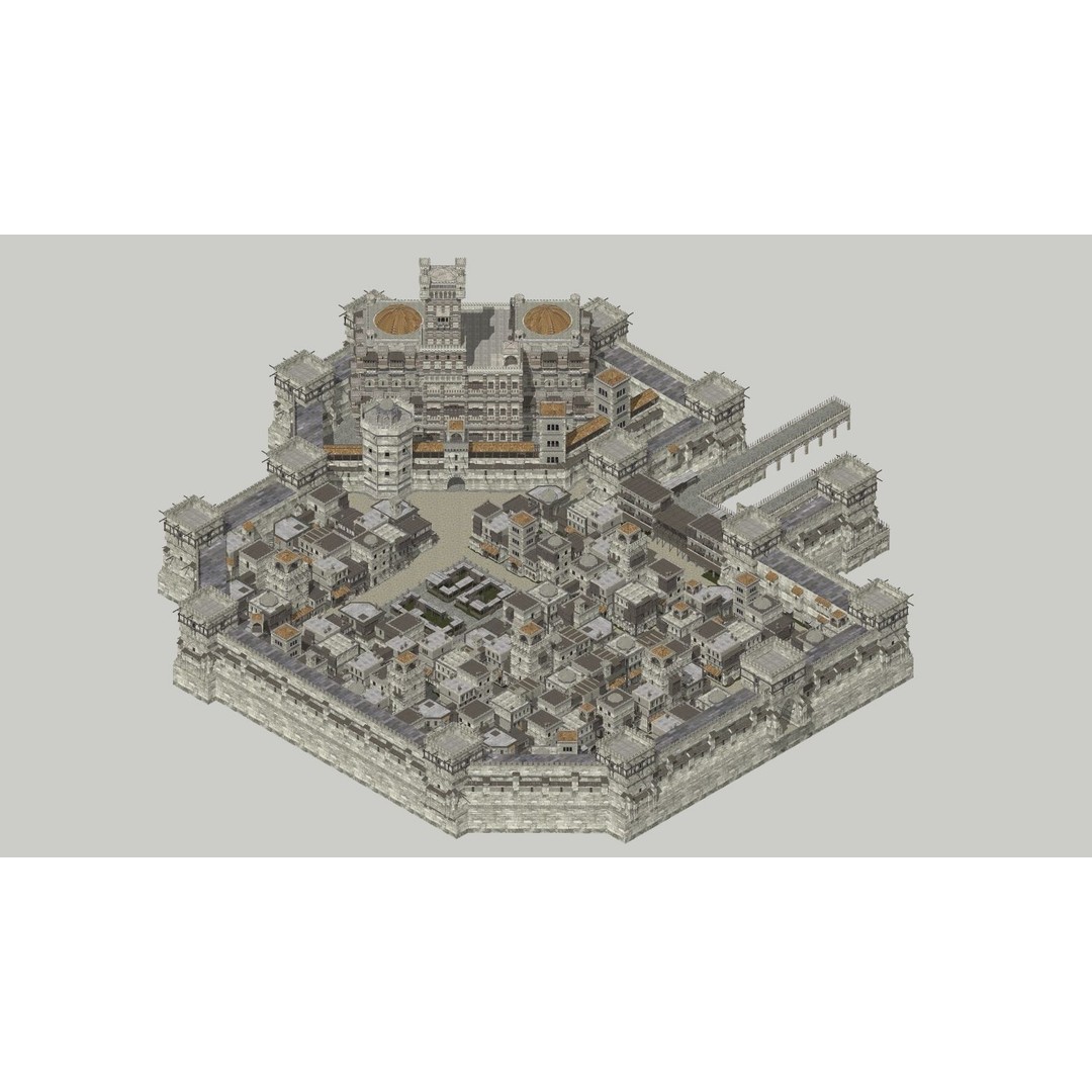 Medieval City 3D Model – High Poly Cityscape for Archviz, SketchUp - View 11
