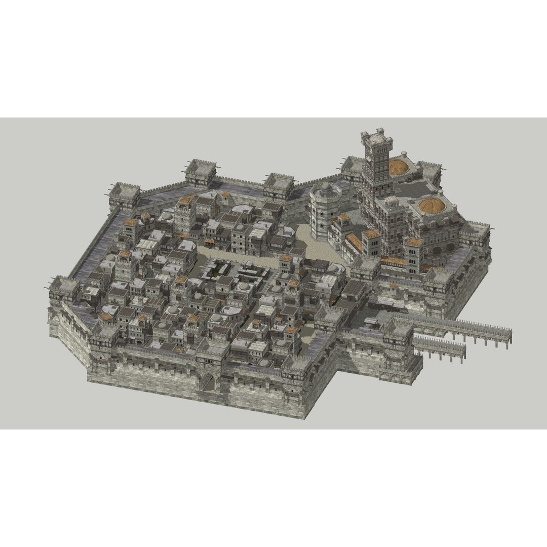 Medieval City 3D Model – High Poly Cityscape for Archviz, SketchUp - View 12