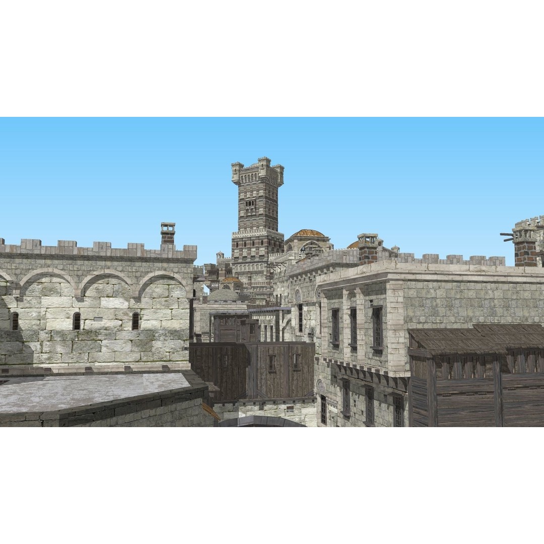 Medieval City 3D Model – High Poly Cityscape for Archviz, SketchUp - View 13