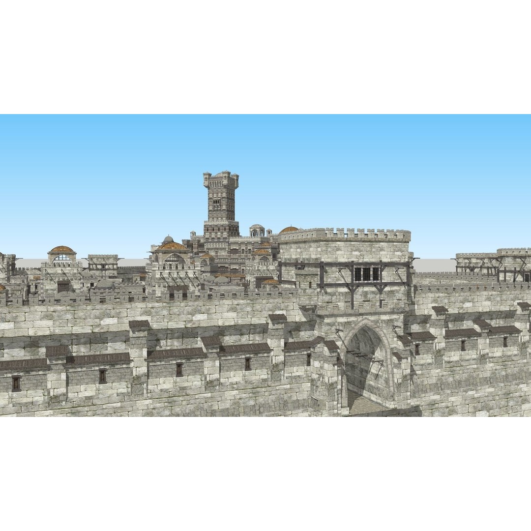 Medieval City 3D Model – High Poly Cityscape for Archviz, SketchUp - View 14