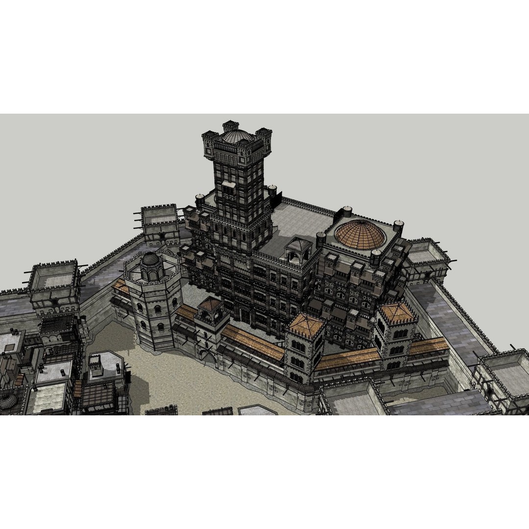 Medieval City 3D Model – High Poly Cityscape for Archviz, SketchUp - View 15