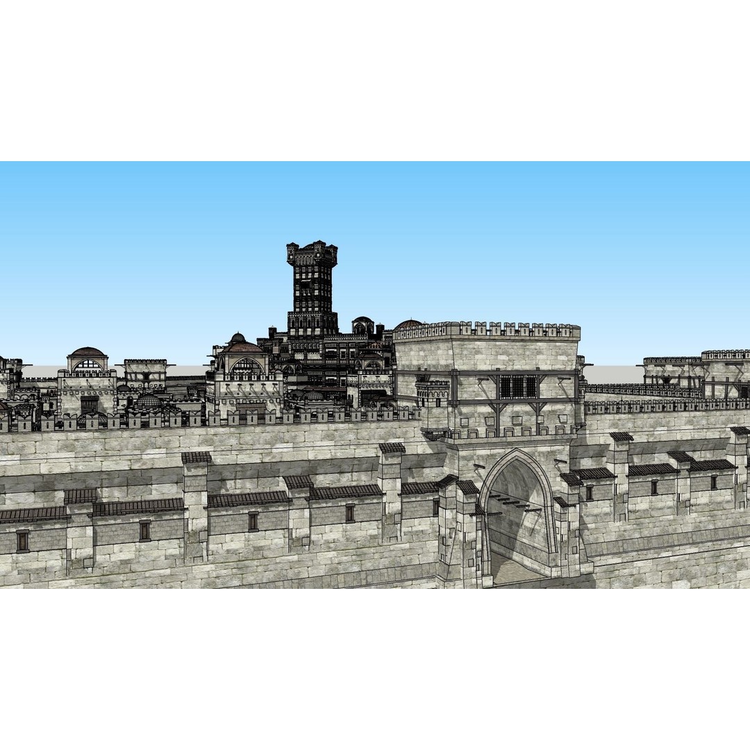 Medieval City 3D Model – High Poly Cityscape for Archviz, SketchUp - View 16