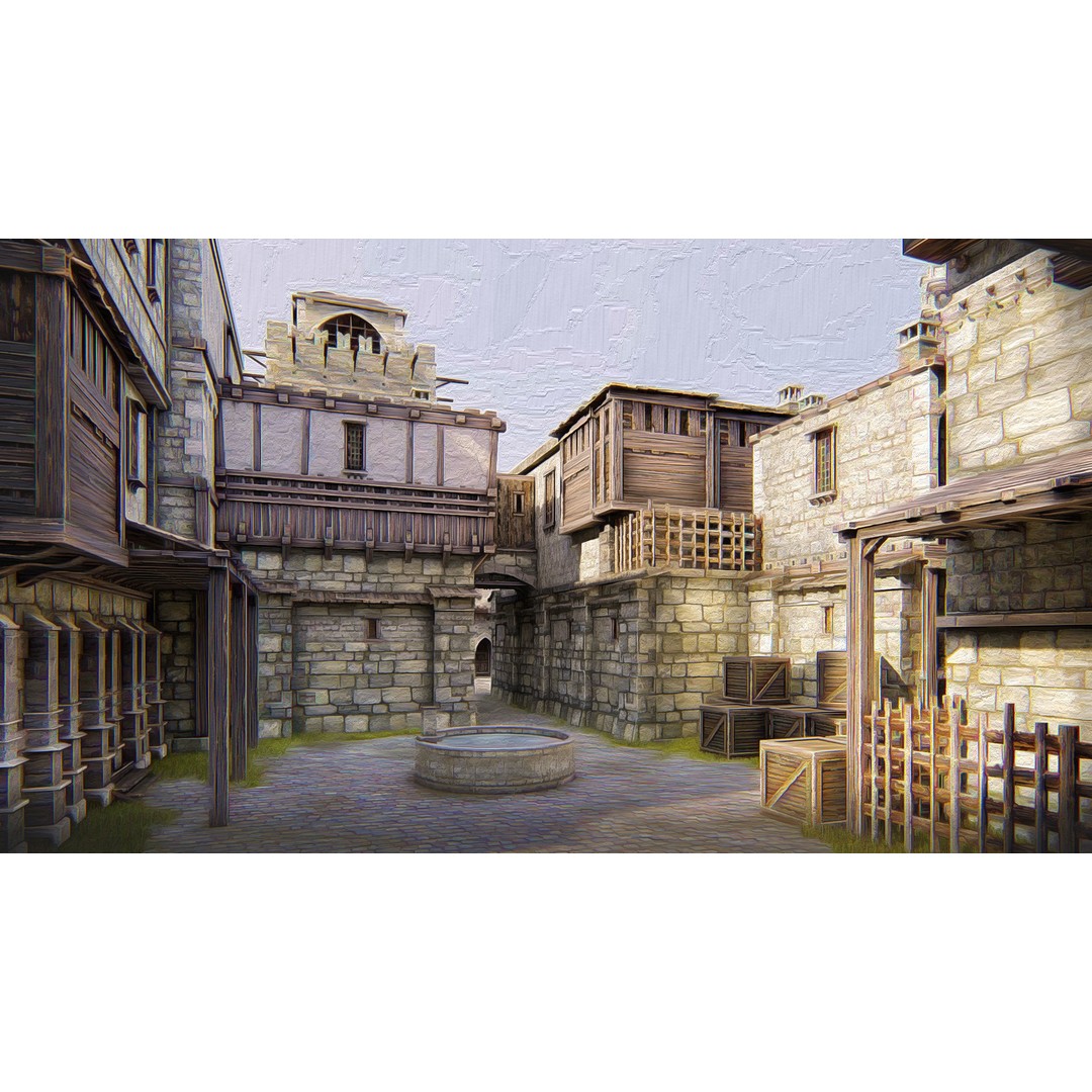 Medieval City 3D Model – High Poly Cityscape for Archviz, SketchUp - View 3